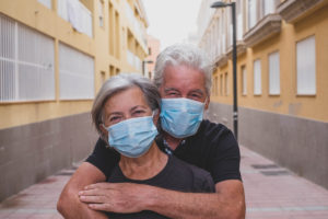 Couple Wearing Masks to stop the spread of COVID-19