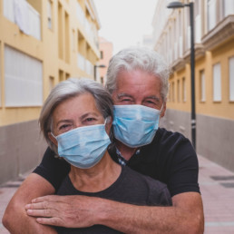 Couple Wearing Masks to stop the spread of COVID-19