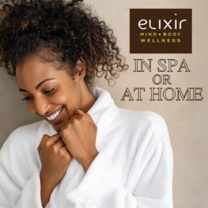 Woman enjoying the Elixir Mind Body Massage lifestyle both in spa and at home