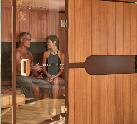 couple in infrared sauna