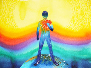 Elixir's Chakra Massage Illustration of body with heart chakra glowing