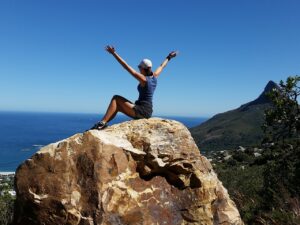 woman celebrating her athletic feat