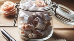 Jar filled with little notes of gratitude