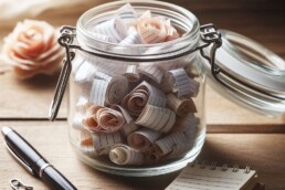 Jar filled with little notes of gratitude