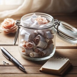 Jar filled with little notes of gratitude