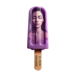 Purple popsicle with woman's face on it